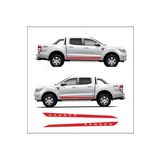 Ford Ranger İçin Uyumlu Aksesuar Yan Şerit Sticker Kırmızı Model 6