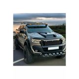 Ford Ranger T7-T8 2015-2022 İle Uyumlu Kaput Ucu Kaplaması Koruma (Parlak Siyah)