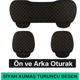 Ford Taurus 1996–2006 Uyumlu 3 Parça Kapitone Oturak Araba Koltuk Kumaş Siyah Turuncu - Kaymaz | Trobus - Siyah - Turuncu