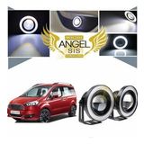 Ford Tourneo Courier Uyumlu, Universal Mercekli Led Angel Sis Farı, 76mm Beyaz Renk