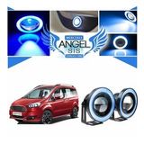 Ford Tourneo Courier Uyumlu, Universal Mercekli Led Angel Sis Farı, 76mm Buz Mavi Renk