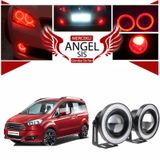 Ford Tourneo Courier Uyumlu, Universal Mercekli Led Angel Sis Farı, 76mm Kırmızı Renk