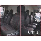 Ford Transit 2014- Ortopedik Oto Koltuk Kılıfı Ön 2+1 Kırmızı Dik