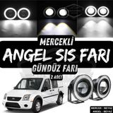 Ford Transit Connect 2002-2013 Uyumlu Üniversal Mercekli Angel Sis Farı Metal Su Geçirmez 76 Mm Beyaz Halkalı Gündüz Farı Angel Eyes 2 Adet