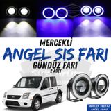 Ford Transit Connect 2002-2013 Uyumlu Üniversal Mercekli Angel Sis Farı Metal Su Geçirmez 76 Mm Mavi Halkalı Gündüz Farı Angel Eyes 2 Adet