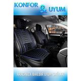 Ford Transit Connect 2+1 Parçalı Lüx Deri Oto Koltuk Kılıfı Ön Arka Takım Royal SİYAH MAVİ