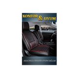 Ford Transit Courier 2+1 Parçalı Lüx Deri Oto Koltuk Kılıfı Ön Arka Takım Safir SİYAH KIRMIZI