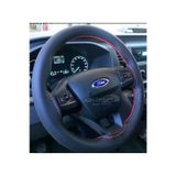 Ford Transit Deri Dikmeli Direksiyon Kılıfı Soft Kırmızı Ipli (11cm)