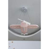 Forecaste Uçak Temalı Entegre LED Çocuk Odası Sarkıt Avize (70X80 Cm) – Kişiye Özel Tasarım, El Yapımı Görünüm - Pastel Pembe