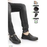 Forelli Erkek Ortopedik Bağcıksız Deri Rok Ayakkabı F4M/CM35301 - Siyah