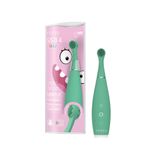 FOREO ISSA 4 Baby – Silikon Sonic Diş Fırçası Seti, Çift Taraflı Kıllar, Eğlenceli Gülümseme Özelliği, Hassas Masaj, Ek Başlıkla 12 Ay Kullanım, 240 Gün Pil Ömrü, Seyahate Uygun - Kivi Yeşili