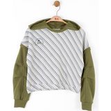 Forest Çizgili Kapüşonlu Iki Iplik Sweatshırt - 13 Yaş - Haki