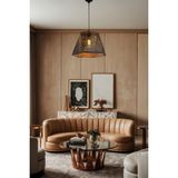 Forest Line Dots Desenli Lazer Kesim Metal Avize Modern Salon Oturma Odası Antre Avizesi - Metalik Siyah - LİNE