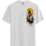 Forest Sunset - %100 Pamuklu Kadın Beyaz Tişört - Premium Quality