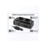 Forestia 200 Watt 12-220 Volt Araç İçi Çevirici İnventer & 2 Ac Priz + 4 Usb 4.8A Çıkışlı Araç İçi Şarj Elekrik Cihazı