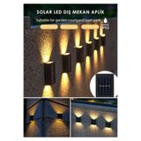 Forestia Güneş Enerjili Çift Yönlü Bahçe Aydınlatma Işığı 4 LED'li Solar LAmba Led Duvar Aydınlatma (4 adet)