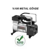 Forestia Metal Gövde Profesyonel Araç Kompresörü - 12V Çakmak Girişli Lastik Şişirme Pompası - Hava Pompası