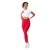FOREVER MORE Wick Model Çizgili Arkası Toplamalı Toparlayıcı Etkili Yüksek Bel Tayt Seamless Kırmızı-XS-S