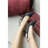 Foreversoles Siyah Saten Kadın Stiletto Topuklu Ayakkabı - Abiye, Nişan ve Davet