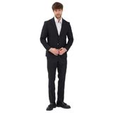 Forex Erkek Siyah Poliviskon Kumaşlı Yün karışımlı Torba Cepli Yarım Astar SlimFit 2'li Takım Elbise Siyah 54/6