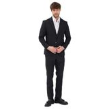 Forex Erkek Siyah Poliviskon Kumaşlı Yün karışımlı Torba Cepli Yarım Astar SlimFit 2'li Takım Elbise Siyah 58/6