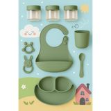 ForKids Bebek Beslenme Seti Mit Yeşili 9 Parça Silikon Mama Set