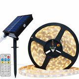 Forlfe 10 Metre Güneş Enerjili LED Şerit Işık, 20W 320 Lümen, IP65 Su Geçirmez, 8 Modlu Uzaktan Kumandalı, Otomatik Sensörlü Solar LED Aydınlatma, Bahçe Balkon Teras Dış Mekan Lambası (GÜN IŞIĞI)