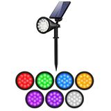 Forlife 7 Renk RGB 18 LED Spot Güneş Enerjili Bahçe Aydınlatması, Fotoselli, Aplik, 18W, Su Geçirmez Dış Mekan Solar Lamba, Duvar Ve Zemin Montajı (Kırmızı, Yeşil, Mavi, Amber, Mor, Beyaz, Turkuaz)