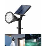 Forlife BEYAZ 18 LED Spot Güneş Enerjili Bahçe Aydınlatma Lambası, Fotoselli, Spike Aplik, 18W Su Geçirmez Dış Mekan Solar Lamba, Ağaç, Veranda, Garaj, Havuz, Duvar Ve Zemin Montajına Uygundur 42 CM