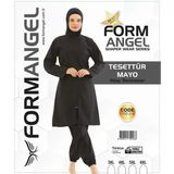 Form Angel 1700-2-6 Kadın Desenli Battal Paraşüt Taytlı Fermuarlı Tesettür Mayo 3Xl-6Xl - Karışık Renk - S-M L-Xl 2Xl-3Xl