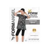 Form Angel 1904 Çocuk Uzun Kollu Desenli Tesettür Mayo 9-16 Yaş - Siyah - 9-16 Yaş