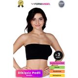 Form Angel #bandeo Seamless Toparlayıcı Kadın Basic Örme Dikişsiz Pedli Bandeo Büstiyer - 3 Adet - Siyah - L - XL