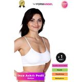 Form Angel #büstiyer Dikişsiz Seamless Kadın Esnek Yumuşak Kumaş Ip Ince Askılı Pedli Spor Büstiyer - 1 Adet - Beyaz - L - XL