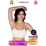 Form Angel #büstiyer Dikişsiz Seamless Kadın Esnek Yumuşak Kumaş Ip Ince Askılı Pedli Spor Büstiyer - 1 Adet - Ten - S - M