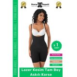 Form Angel Kadın İp Askılı Lazer Kesim Göğüs Destekli Body Korse, Siyah, 2XL/3XL