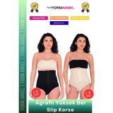 Form Angel #Korse Vücut Şekillendiren Toparlayıcı Kaymaz Agraflı Yüksek Bel Slip Kadın Külot Korse 2'li Set
