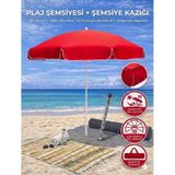 Form Outdoor Plaj Şemsiyesi + Şemsiye Kazığı + Taşıma Çantası Hediyeli - Kırmızı
