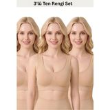 Formactive Kadın 3'lü Toparlayıcı Bralet Sütyen Seti – Pedli Rahat, Şık ve Günlük Kullanım - 2135 - Bej