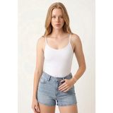 Formactive Kadın Çıtçıtlı Ip Askılı Dikişsiz / Seamless Body Atlet – Vücuda Oturan Esnek Örme Body - Beyaz 2200