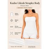 Formactive Kadın Likralı Straplez Body Beyaz - Uzun ve Esnek Iç Giyim & Dikişsiz Atlet 2025 - L - XL