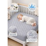 Formeya %100 Pamuk Kapitone Fitted Su Sıvı Geçirmez Bebek Alezi-Çocuk Alezi, Park Yatak Beşik Yatak Alezi - 80 x 180 cm - Gri