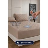 Formeya %100 Pamuk Renkli Kapitone Fitted Full Kenar Su Sıvı Geçirmez Yatak Koruyucu Alez Tek Çift Battal - 120 x 200 cm - Kahverengi