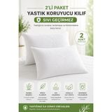 Formeya 2 Adet Bambu Desen Lüks Sıvı Geçirmez Yastık Alezi | Fermuarlı 50X70 cm 2'li Yastık Koruyucu Yastık Alezi Seti - Beyaz - 50 x 70