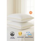 Formeya 2 Adet Gold Detaylı Gold Rengi Biyeli Nanojel Yastık 1200 gram 50x70 cm, Lüks Otel Yastığı