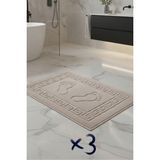 Formeya 3'lü Ayak Izli Bukle Ayak Havlusu Seti 250 Gram - Paspas Banyo Seti (3 Adet) - 50 x 70 cm - Bej