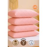 Formeya 4 Adet %100 Pamuk Kapitone Yastık Koruyucu Kılıfı-Fermuarlı Yastık Alezi Kılıf Seti 50x70 cm - 50 x 70 cm - Pembe
