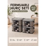 Formeya 4 Adet Lüks Pencereli Çok Amaçlı Çorap Hurcu 34x22x22 Cm Siyah