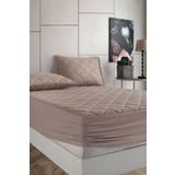 Formeya Alez Seti, Kapitone Yatak Koruyucu-2 Adet Yastık Koruyucu Alez SET (Kahverengi, 100 x 200)
