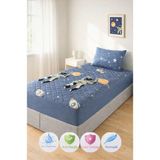 Formeya Astronot Desen Tek Kişilik Kapitone Fitted Su Sıvı Geçirmez Yatak Alezi Seti (1 Adet Yastık Kılıflı) - 90 x 190 cm - Gri