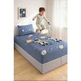 Formeya Astronot Desen Tek Kişilik Kapitone Fitted Su Sıvı Geçirmez Yatak Alezi Seti (1 Adet Yastık Kılıflı) (90 x 190)